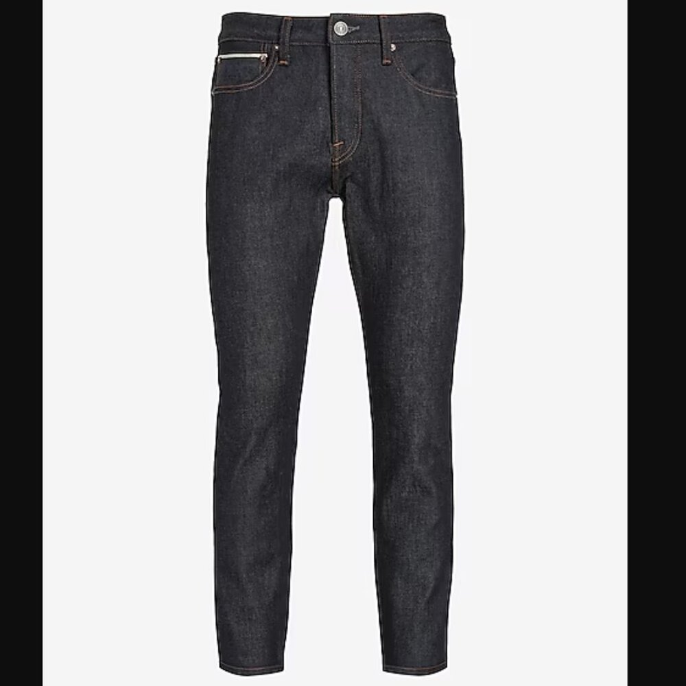NWT Express 31x30 Slim Raw Rinse Stretch Selvedge Jeans